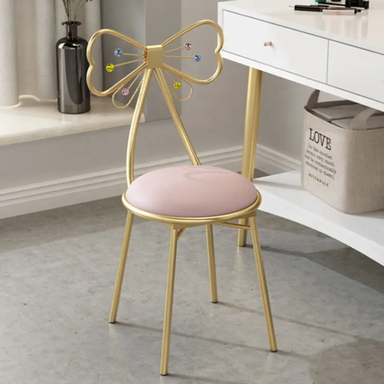 Modern Comfort Makeup Vanity Chair Stool Cute Butterfly Stool Chair Bench Metal Bench Legs Gold Dining Chair