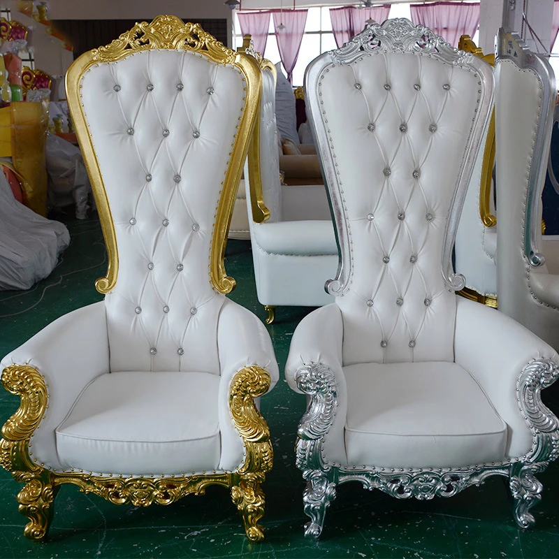 High Back King And Queen Throne Chairs Gold Luxury Royal Wedding Event Hotel Sofa Throne Chairs For Rental