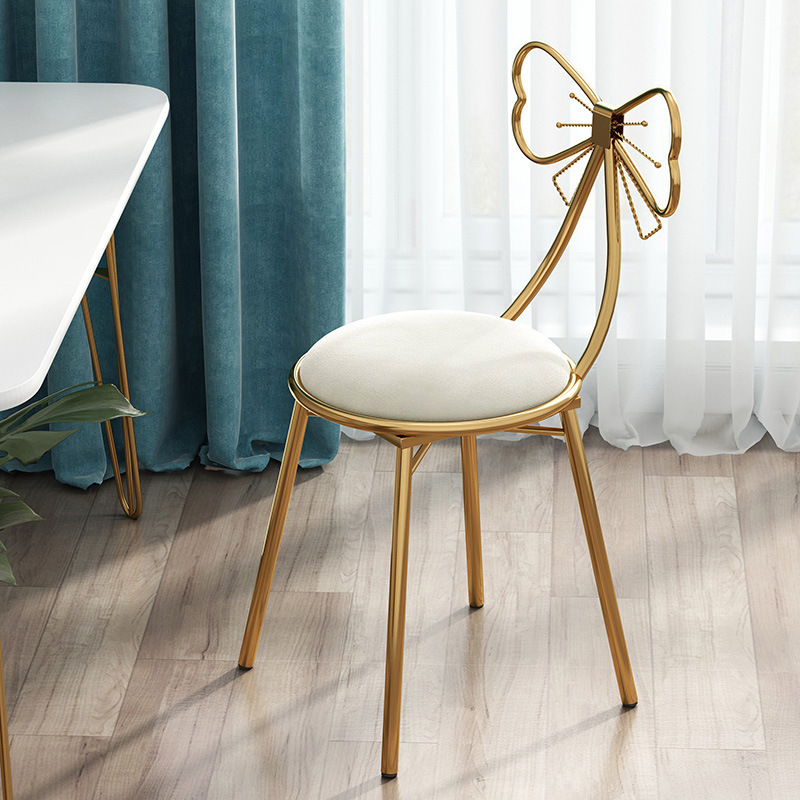 Modern Comfort Makeup Vanity Chair Stool Cute Butterfly Stool Chair Bench Metal Bench Legs Gold Dining Chair