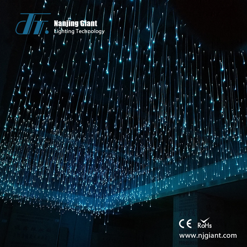 RGB remote control led crystal Gypsophila hanging fiber optic light lobby hall roof light