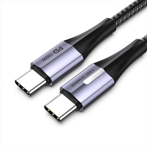 Braiding 100w PD Cable Quick Charging & Data cable with led light USB  C To C  USB PD fast charge Cable