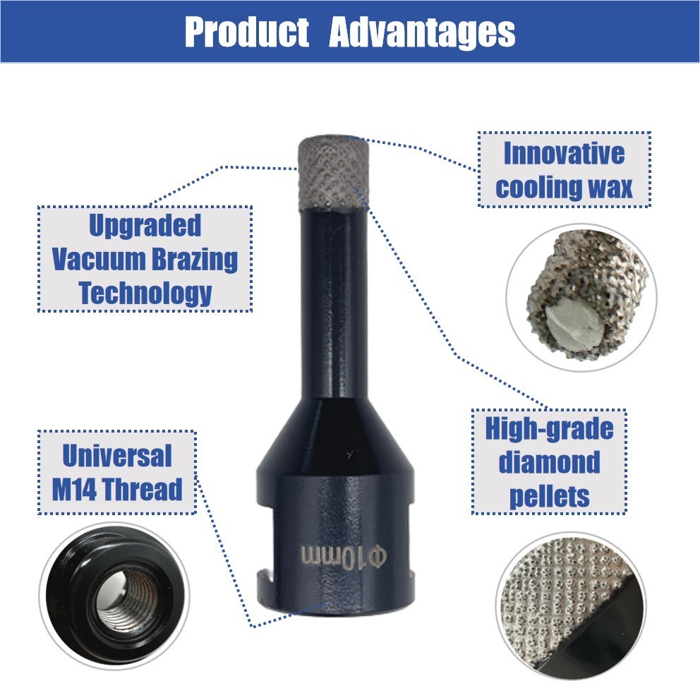 Guhua Vacuum Brazed M14 Diamond Core Bit Stone Porcelain Granite Tile Dry Wet 5-150mm Diamond Core Drill Bits Hole Saw