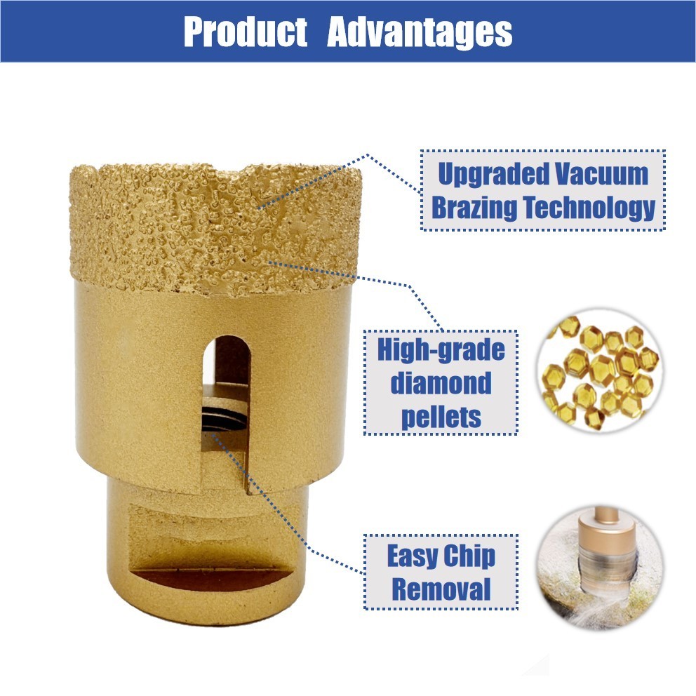 GuHua High Quality Vacuum Brazed Diamond Hole saw Porcelain Tile Ceramic Marble Diamond Core Drilling Bits