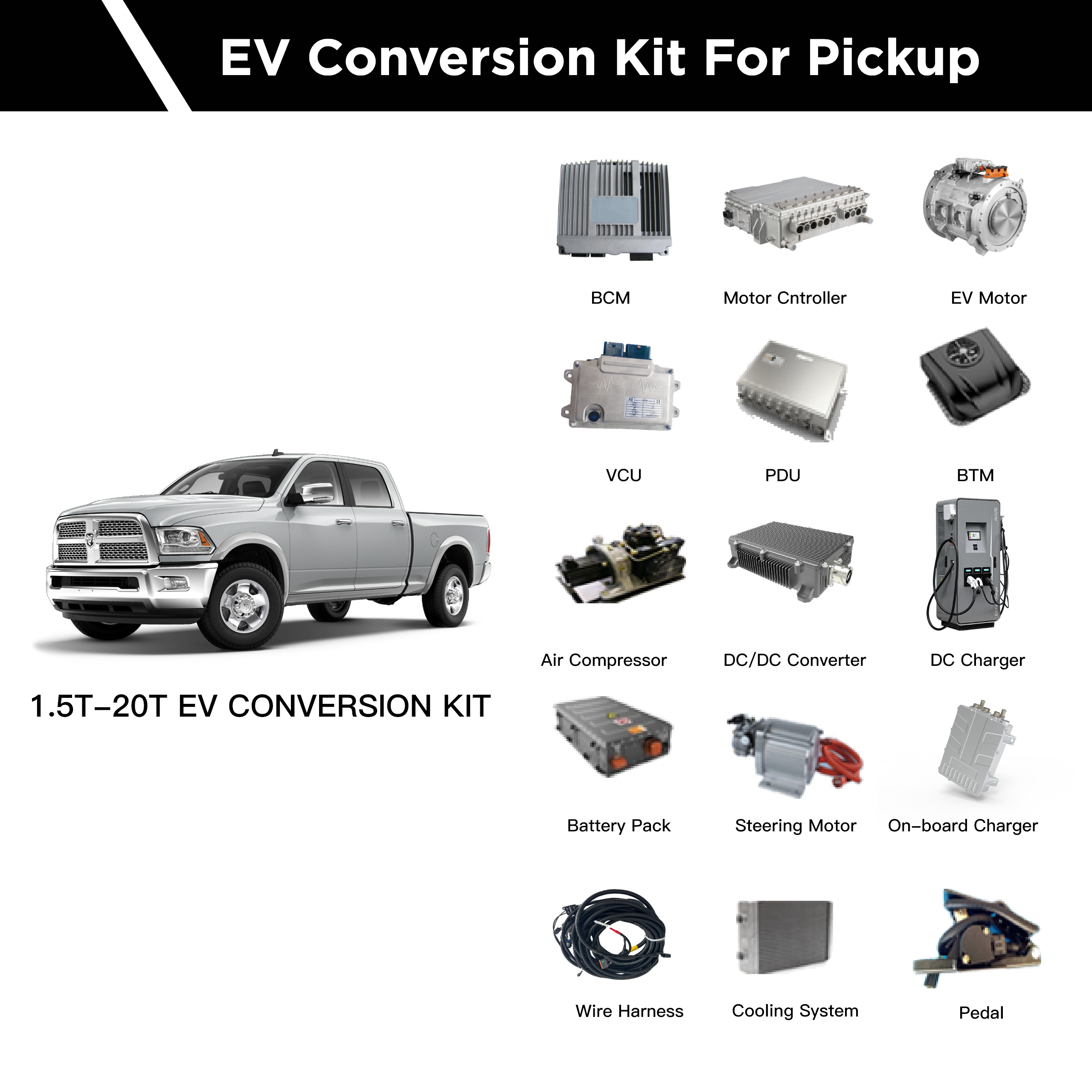 hot sale ev kit peak 60kw 70kw battery pickup truck Electric 80kw Conversion Kit for electric vehicle