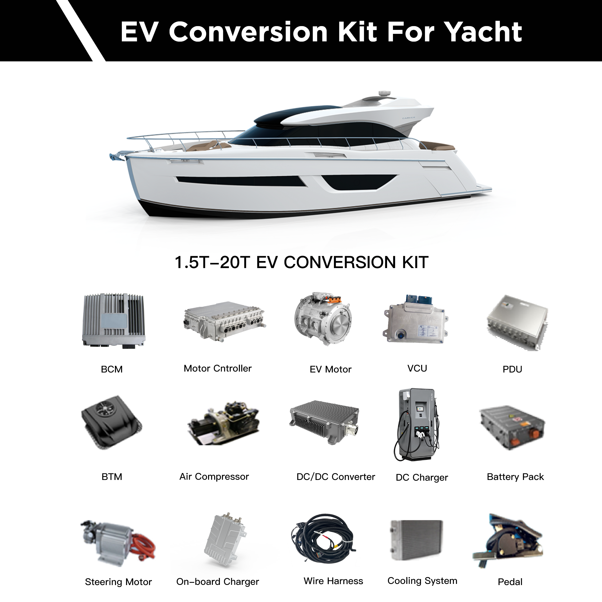 High performance Electric boat conversion ev kit for 1.5 ton-20tons ev boat motor kit vehicles inboard motor