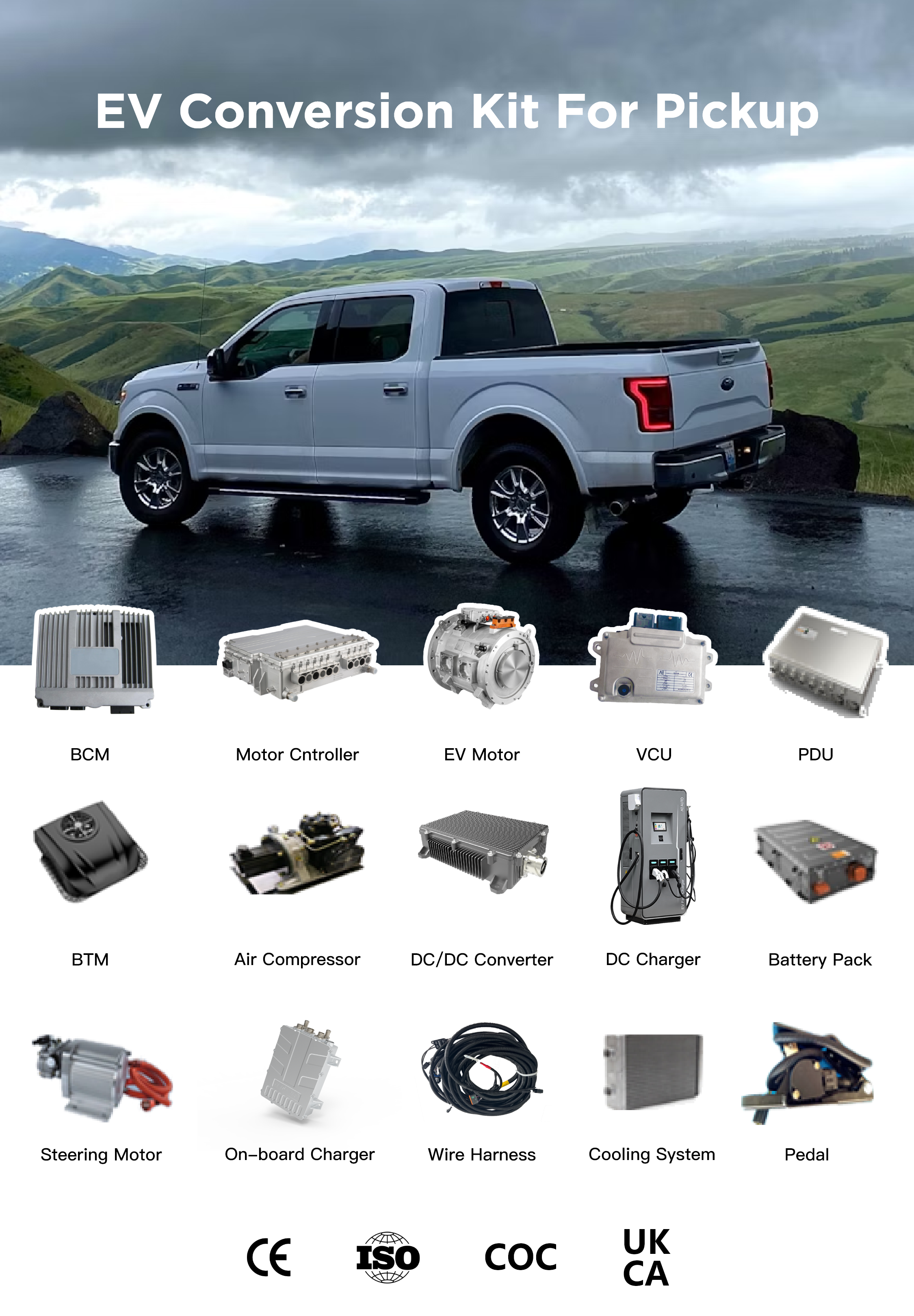 ev kit 50kw 100kw 1.5T- 20T auto vehicle ac motor electric boat yacht bus car pickup truck ev conversion kit for ev car