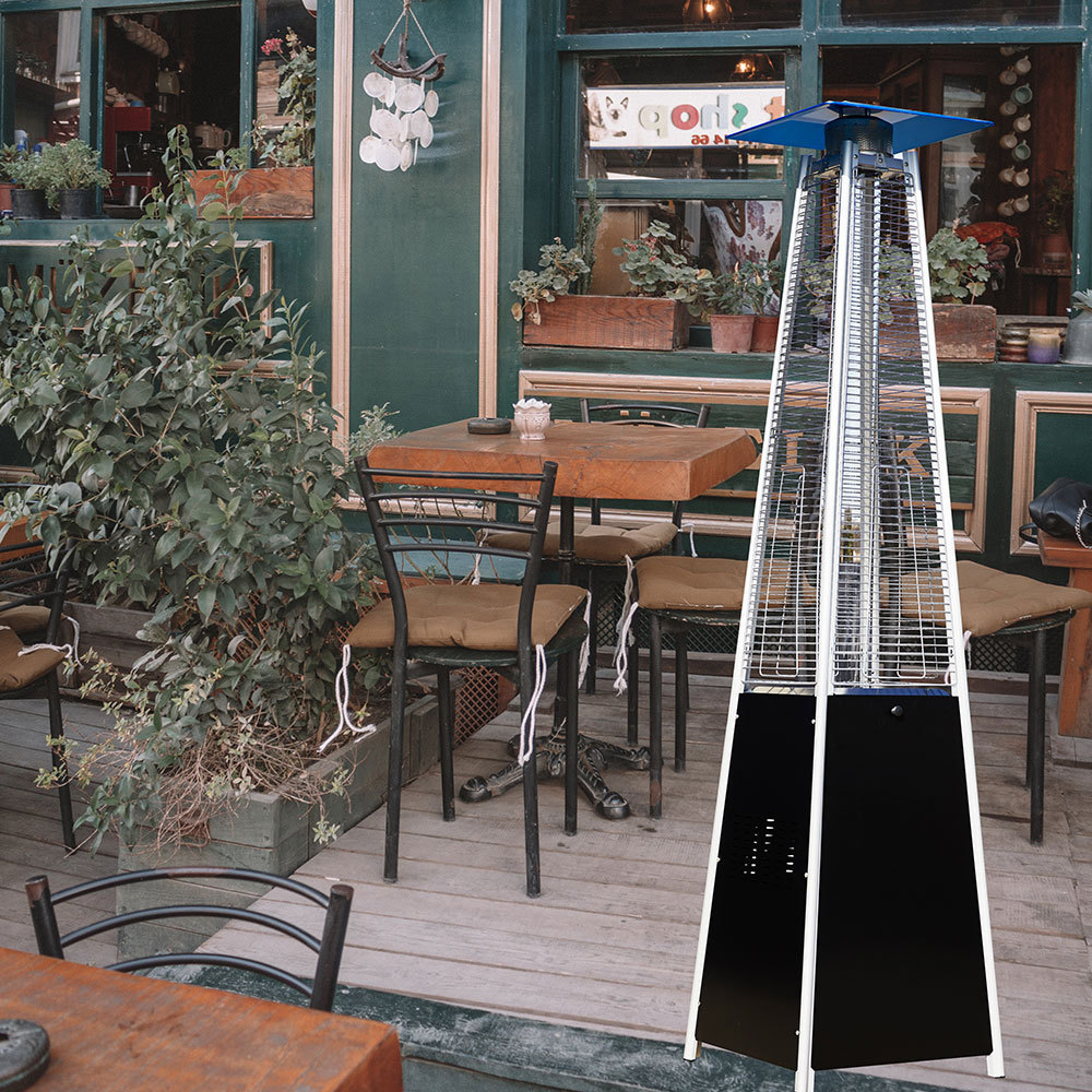 Hot selling pyramid glass tube flame patio heater outdoor from china