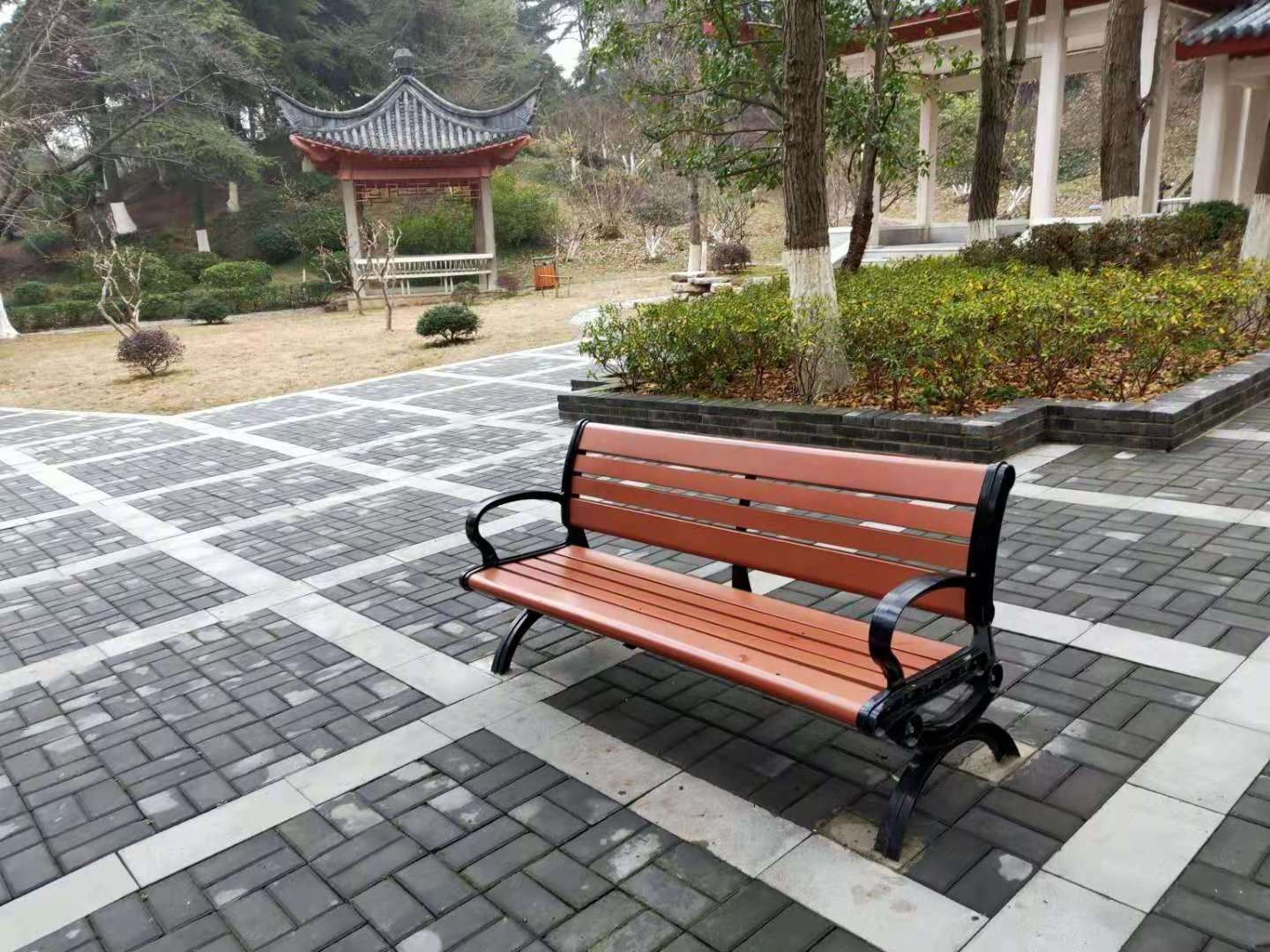 Factory Price rain-proof Outdoor WPC/HDPE  composite plastic wood public park bench