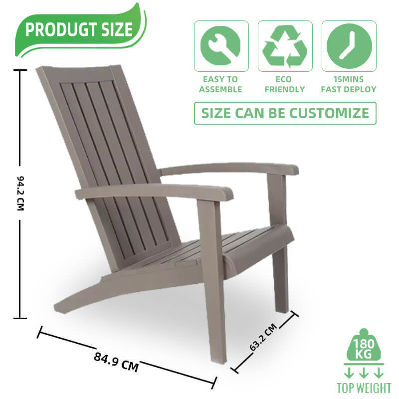 wholesale sample Outdoor Garden Durable HDPE Material Plastic Adirondack Chair