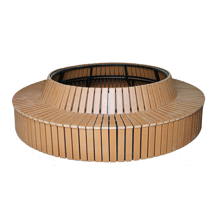 Custom outdoor round tree curved wooden bench