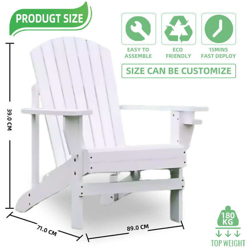 Weather Resistant Balcony Chair Tall Adirondack Chair Set Outdoor Adirondack Barstools with Connecting Tray