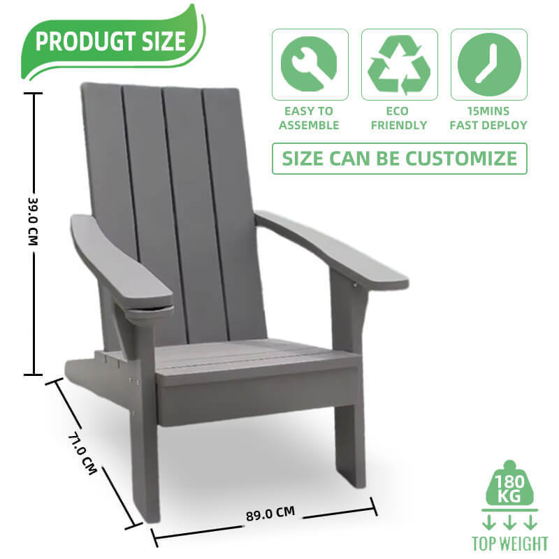 Outdoor Garden Durable adirondack chair cushions HDPE Material Plastic Adirondack Chair