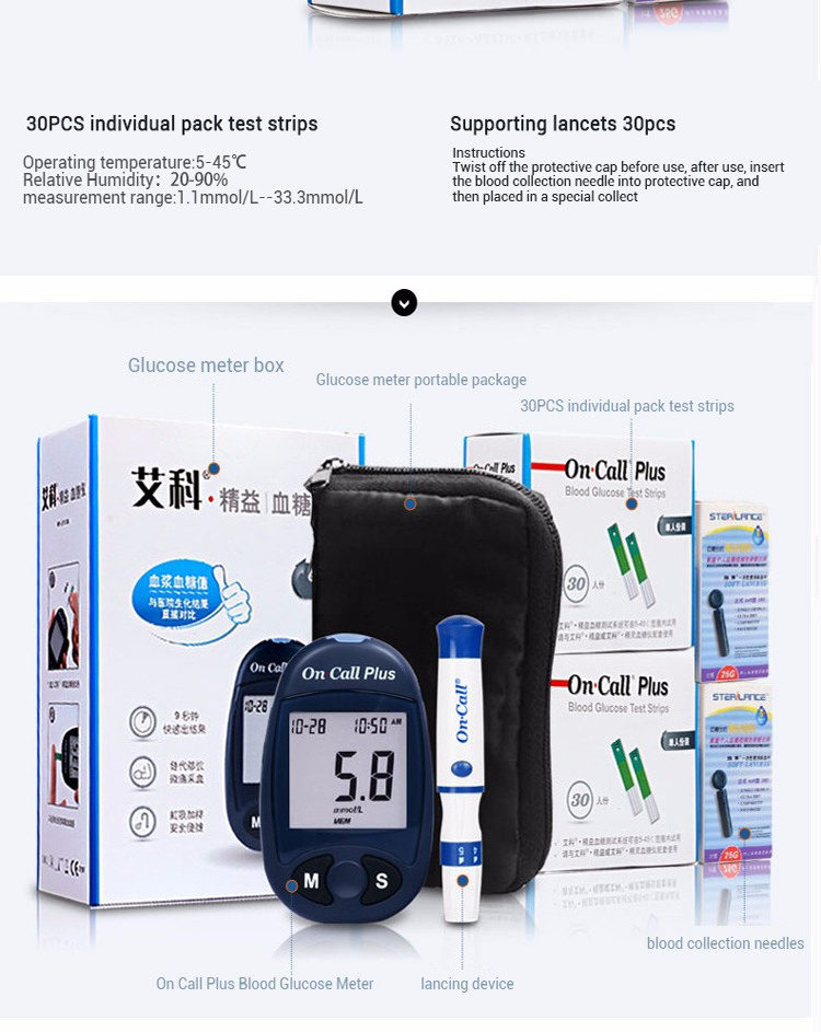 Blood sugar glucose monitor meter and test strips