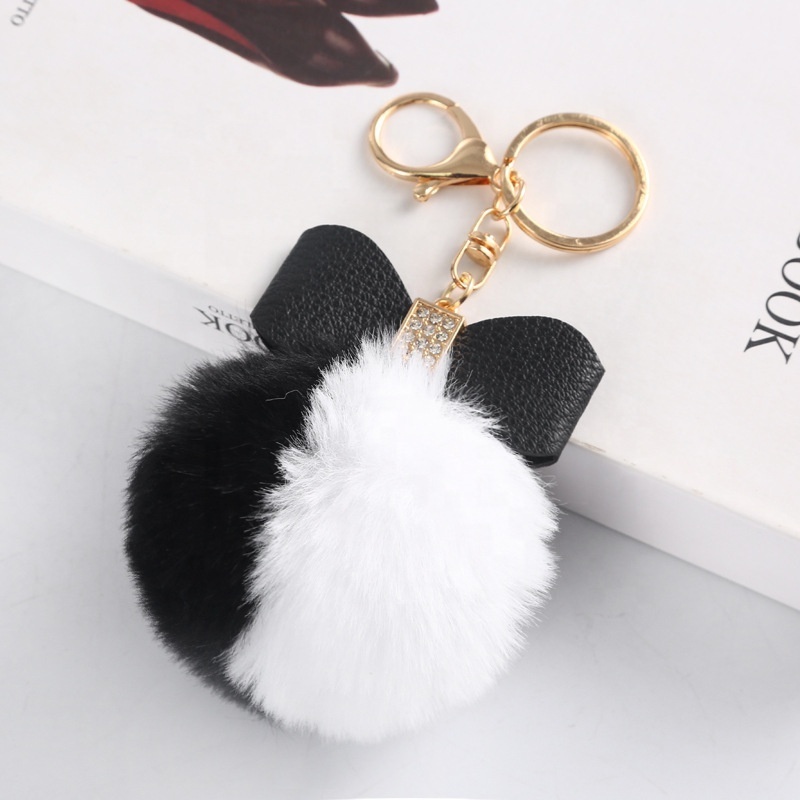 Pom Pom Keychains Faux Fur Balls Fluffy with Keychain Hooks for Women Girls Bag Accessories