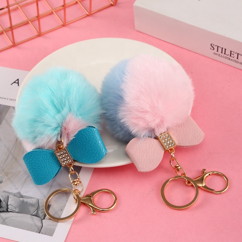 Pom Pom Keychains Faux Fur Balls Fluffy with Keychain Hooks for Women Girls Bag Accessories