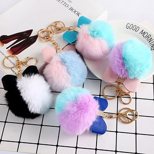 Pom Pom Keychains Faux Fur Balls Fluffy with Keychain Hooks for Women Girls Bag Accessories