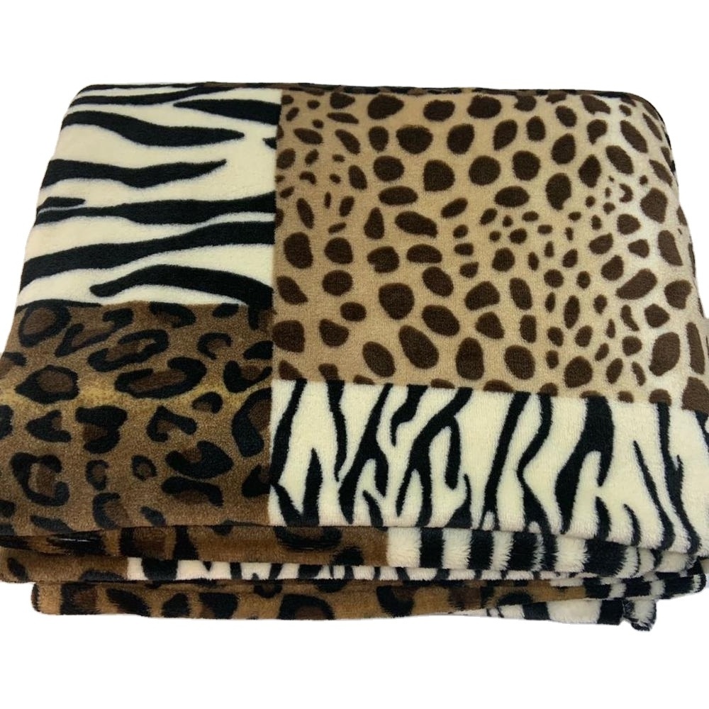 Flannel Fleece throw blanket wholesale leopard prints