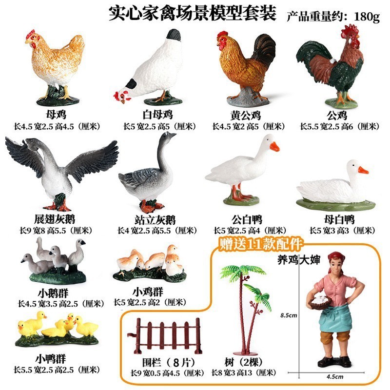 Mini Animal Model Tiger Like Panda Poultry Chicken Duck Goose Pig Sheep Dog Simulation Wild Toys