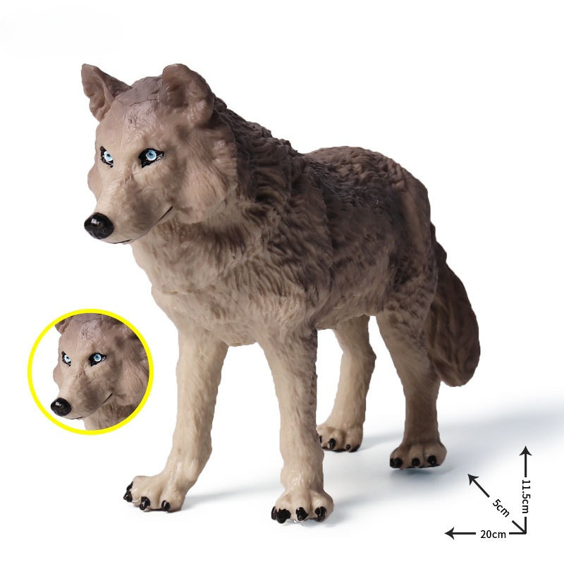 Cognitive Solid Simulation Of Wild Animal Wolf Model Roaring Gray She-wolf Children's Hand Toy Set Wholesale