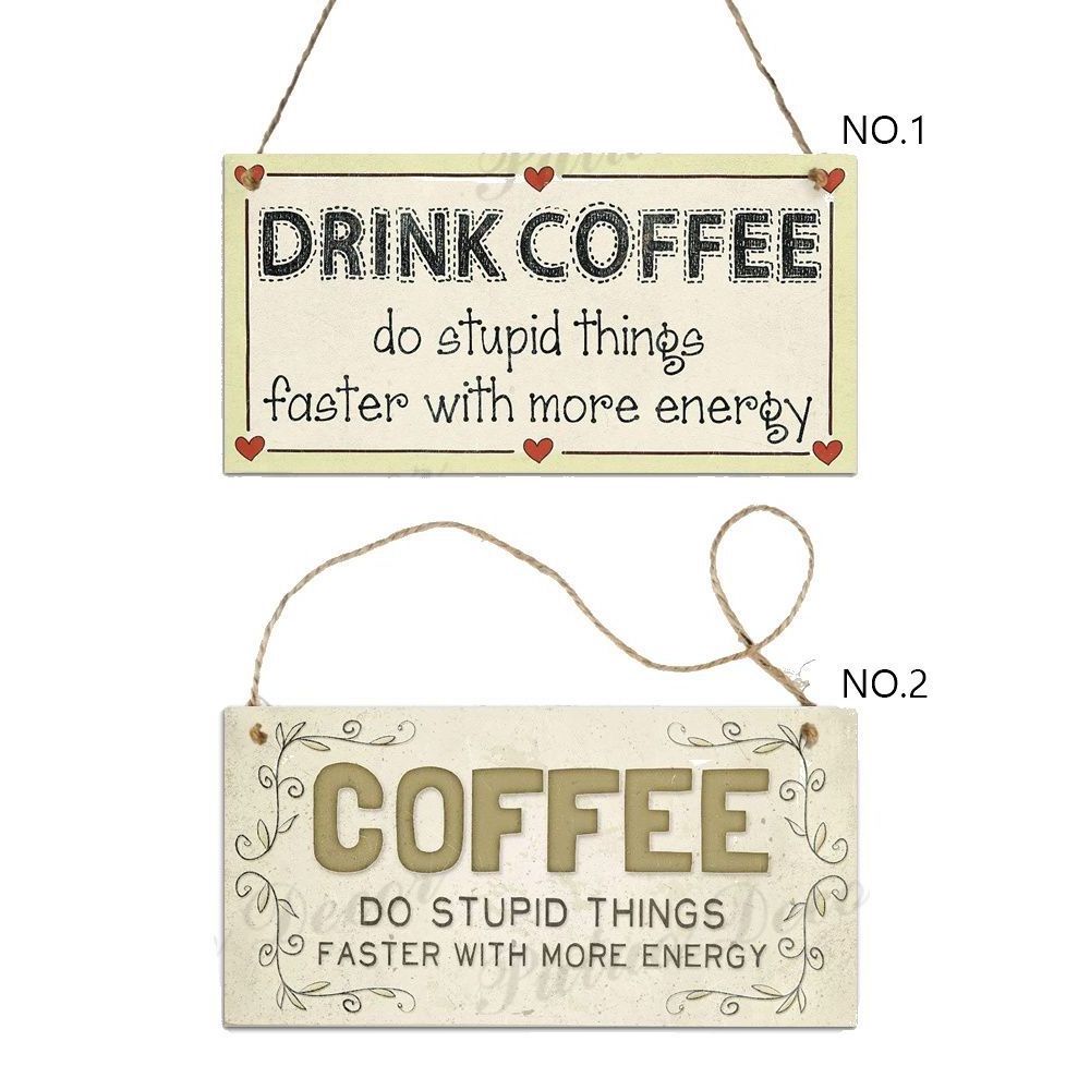 Hot Coffee House Signs Wooden Hanging Plaque Gifts Home Kitchen Bar Decoration Pendant Custom