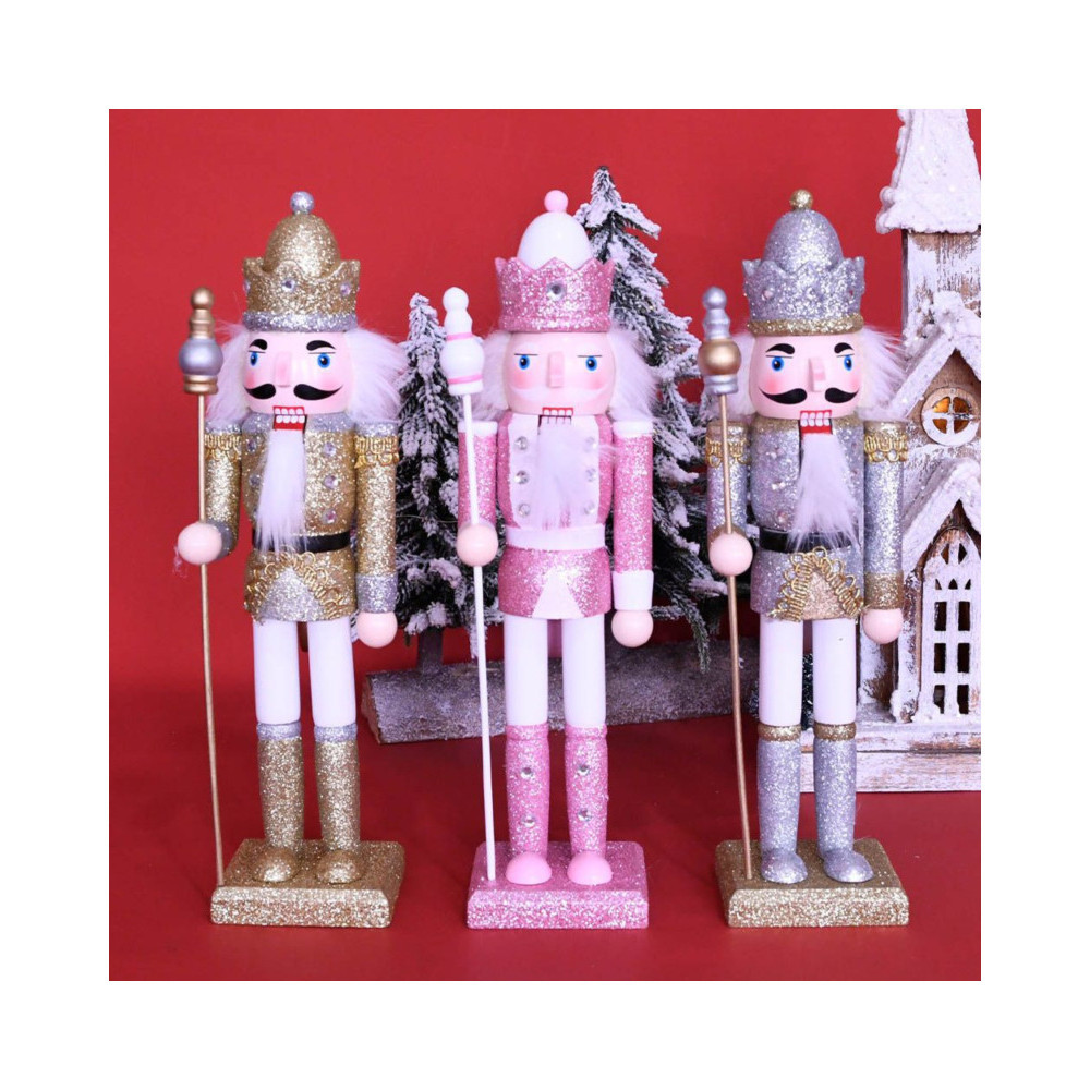 30CM Christmas Nutcracker Ornaments Set, Resin Nutcracker Soldier Decorations for Christmas Figures Puppet Toy Gift