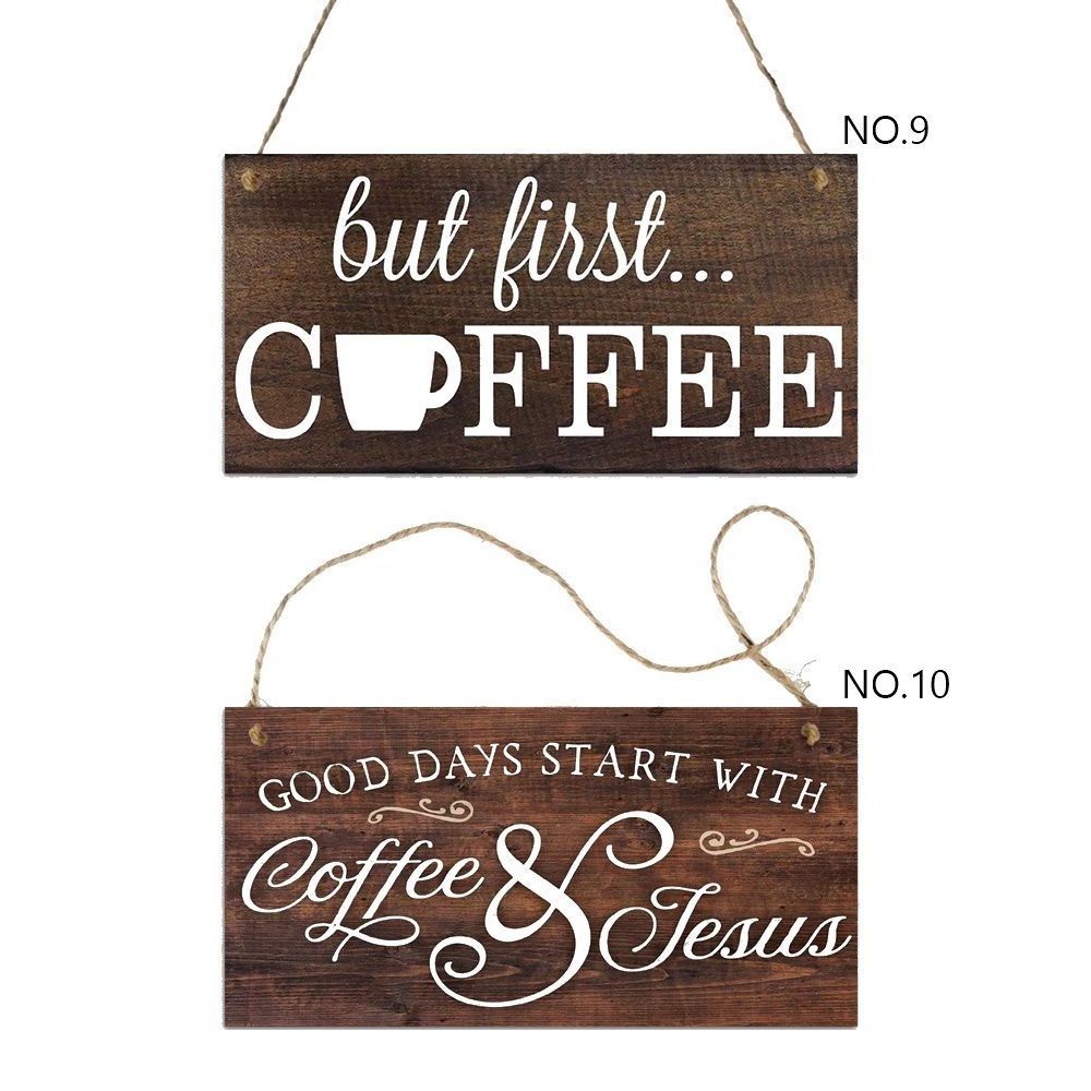 Hot Coffee House Signs Wooden Hanging Plaque Gifts Home Kitchen Bar Decoration Pendant Custom