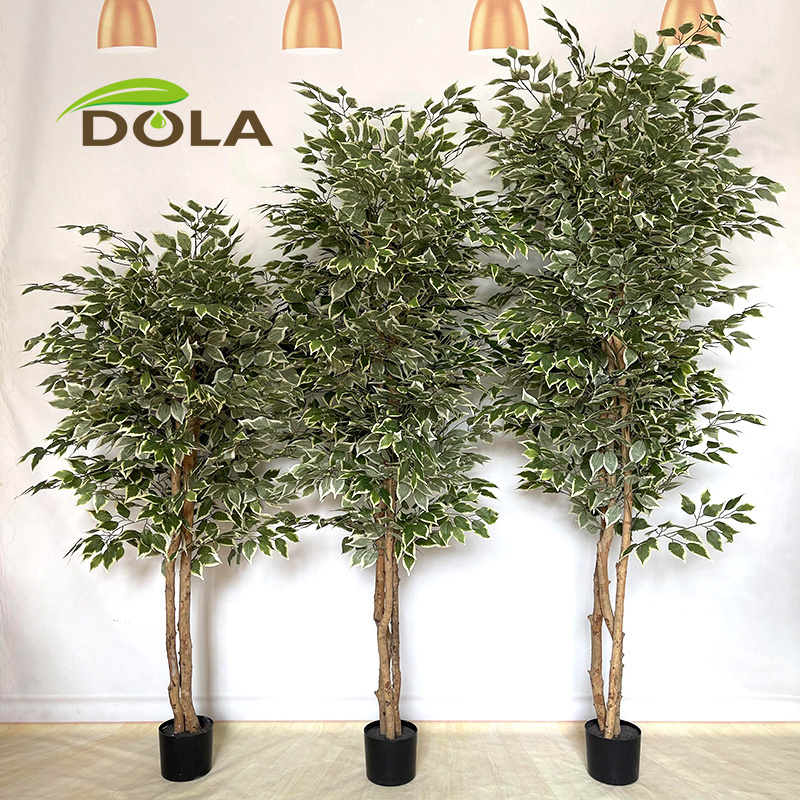 DOLA  Popular White and Green Ficus Plant Indoor Decoration Bonsai Artificial Trees Artificial Banyan Tree