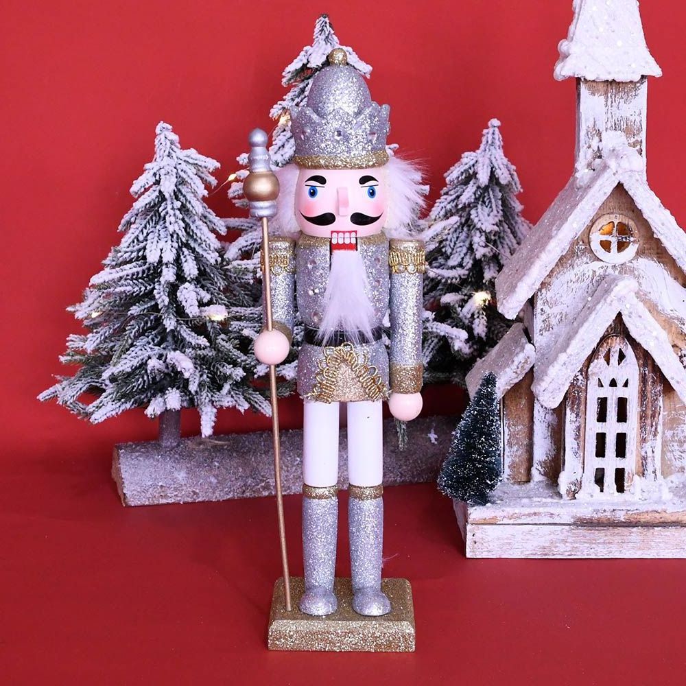 30CM Christmas Nutcracker Ornaments Set, Resin Nutcracker Soldier Decorations for Christmas Figures Puppet Toy Gift