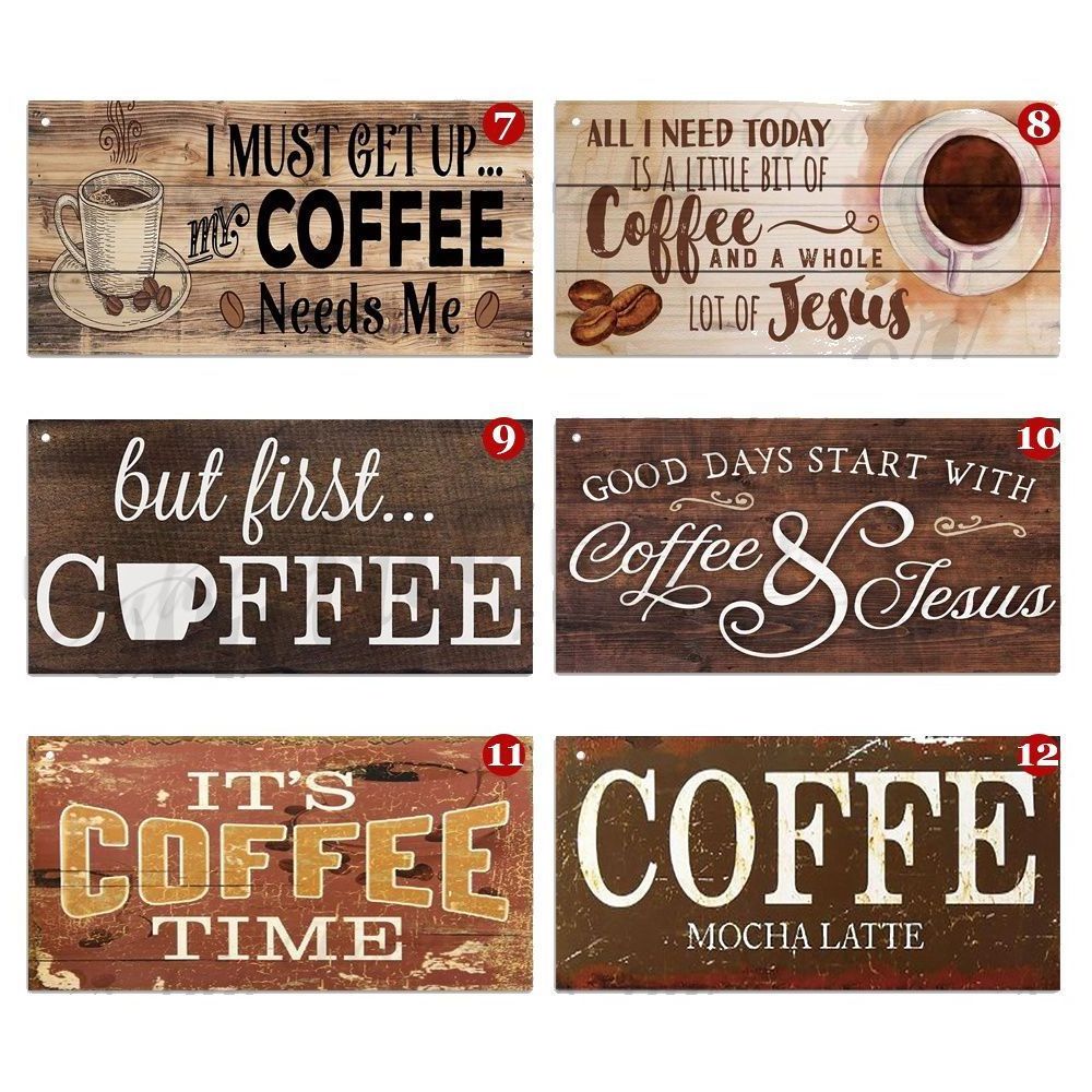 Hot Coffee House Signs Wooden Hanging Plaque Gifts Home Kitchen Bar Decoration Pendant Custom