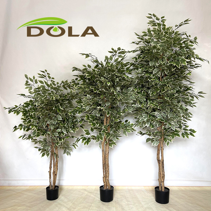 DOLA  Popular White and Green Ficus Plant Indoor Decoration Bonsai Artificial Trees Artificial Banyan Tree