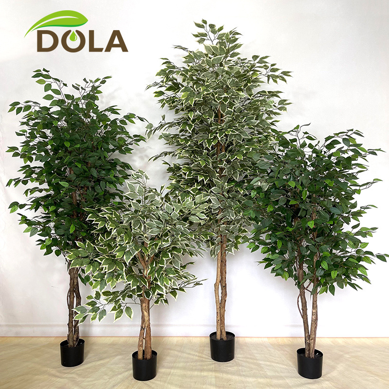 DOLA  Popular White and Green Ficus Plant Indoor Decoration Bonsai Artificial Trees Artificial Banyan Tree