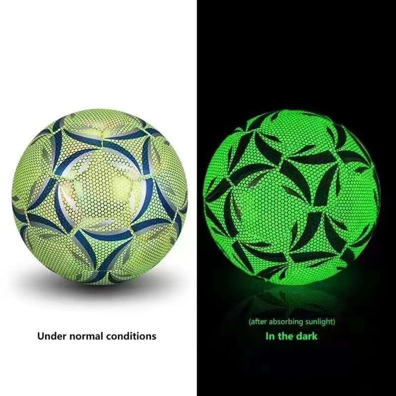 rubber PU PVC stitch sewn light up soccer ball glowing reflective football glow in the dark reflective size 5 luminous LED