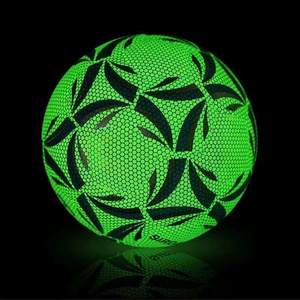 rubber PU PVC stitch sewn light up soccer ball glowing reflective football glow in the dark reflective size 5 luminous LED