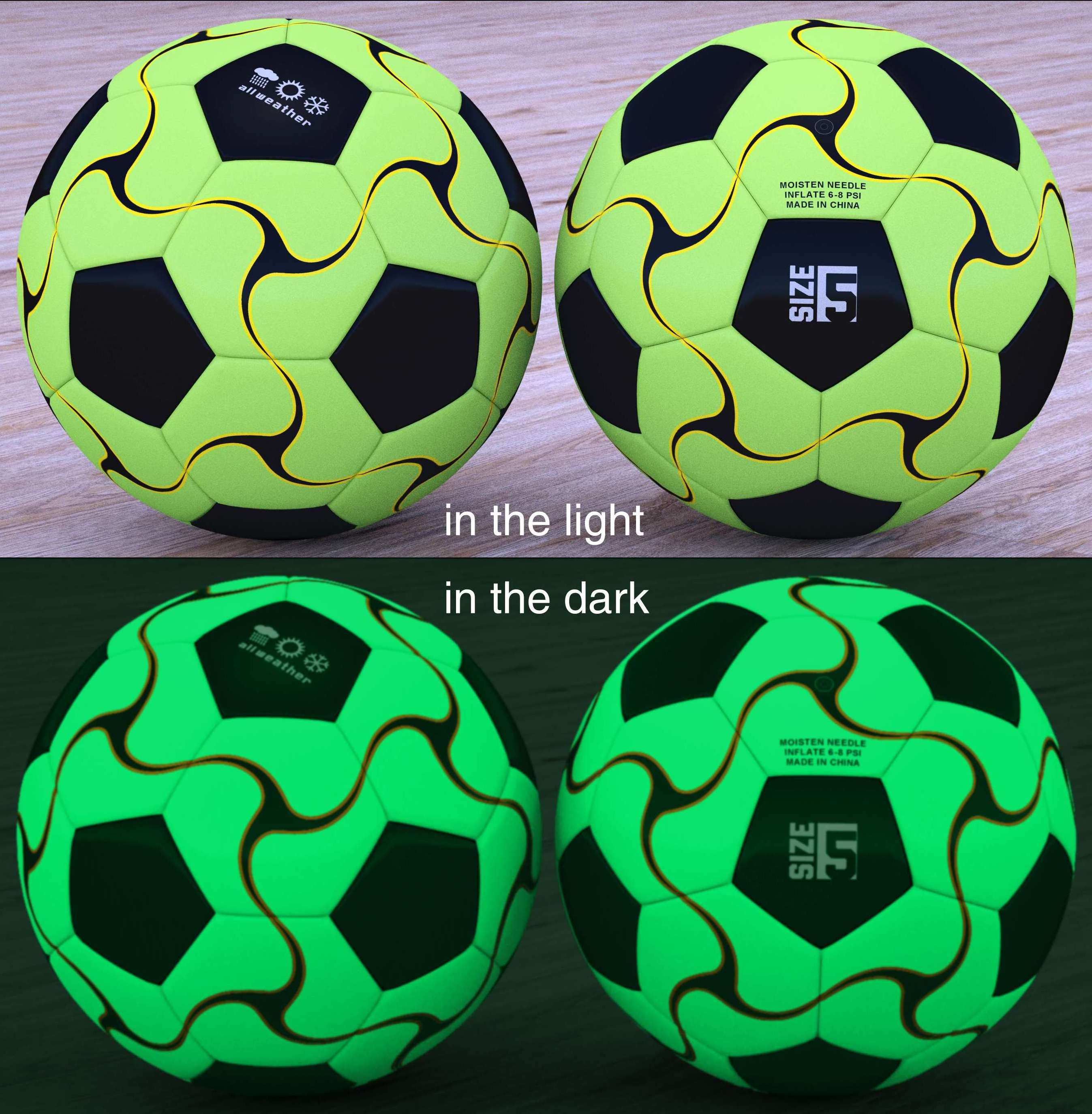 rubber PU PVC stitch sewn light up soccer ball glowing reflective football glow in the dark reflective size 5 luminous LED