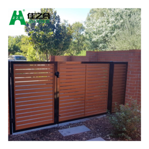 Durable Customized High Strength Screen Wood Grain Outdoor Design Aluminum Privacy Fence with Gate