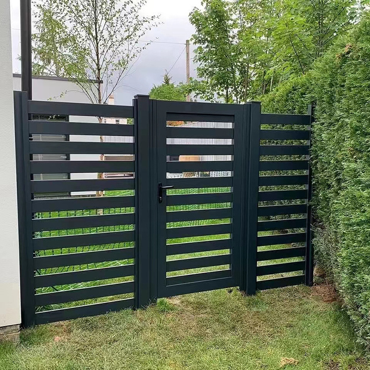 Factory Sale High Quality Outdoor Modern Aluminium Semi-Privacy Fence Vertical Design Fencing Material Outdoor Gate