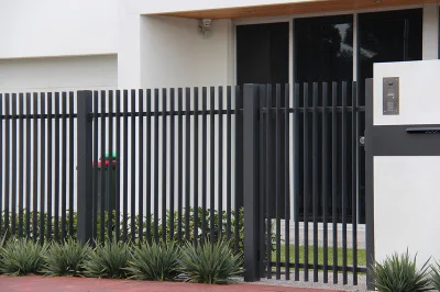 Main Entrance Driveway Gate Steel Door Vertical Slat Bar Gates Aluminum Slat Fence Sliding Blade Gate