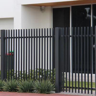 Main Entrance Driveway Gate Steel Door Vertical Slat Bar Gates Aluminum Slat Fence Sliding Blade Gate