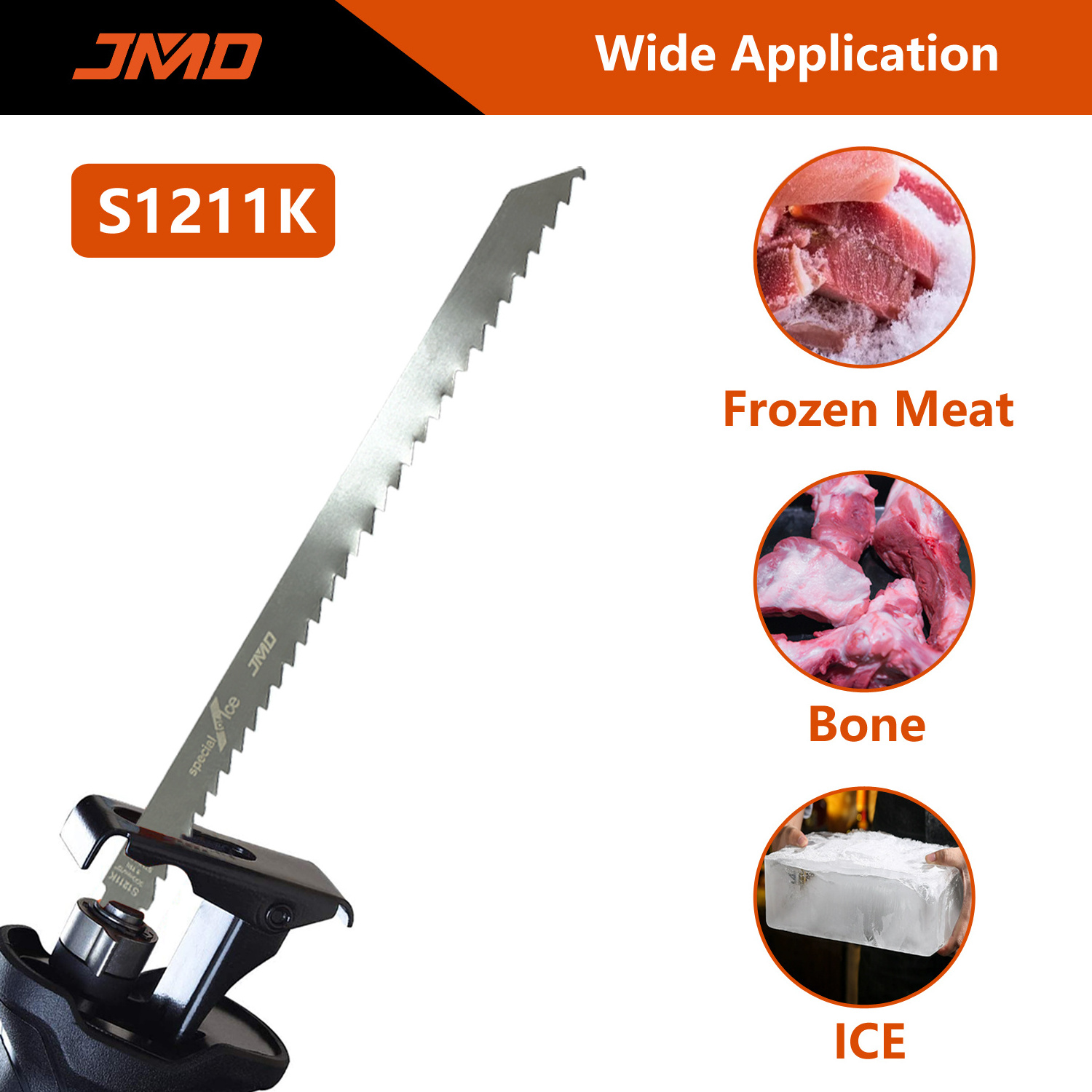 JMD S1211K Customized 12INCH 3TPI Stainless Steel Meat Saw Blade Stainless Steel Saw Blade Reciprocating