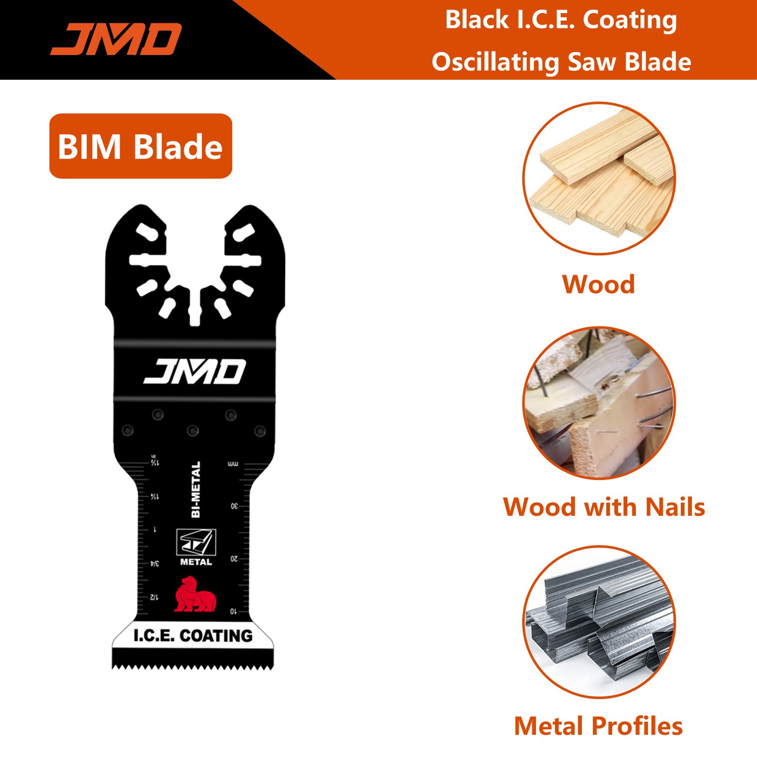 JMD Oscillating Saw Blade Customized Bi-metal Multitool Blades Black I.C.E. Coating Oscillating Tools Saw Blade