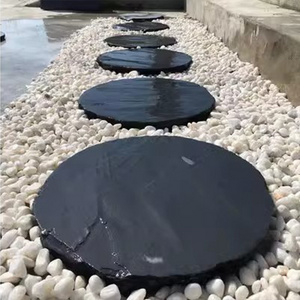 Natural construction stone round blue outdoor garden stone grass decorative  black slate stepping stone