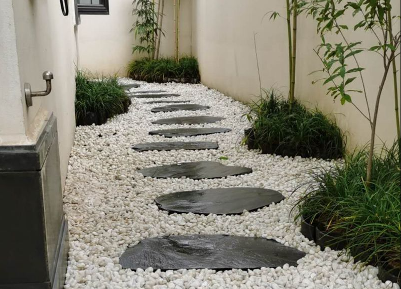 Natural construction stone round blue outdoor garden stone grass decorative  black slate stepping stone