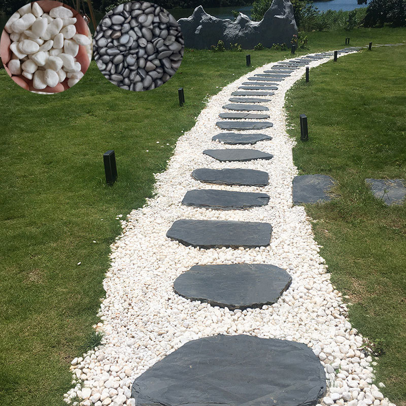 Natural construction stone round blue outdoor garden stone grass decorative  black slate stepping stone