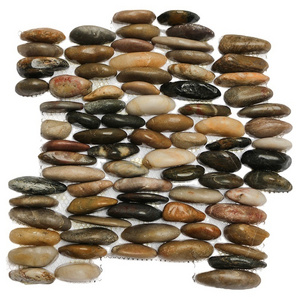 Outdoor Natural  Marble mixed standing Pebble tile stone Mosaic tile for pebble mosaic wall and Floor Tile for Garden