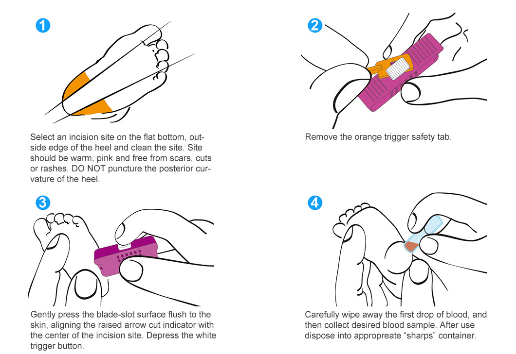Disposable Safety Blood Lancet Sterile Heel Stick Blood Lancet Safety Heel Lancet