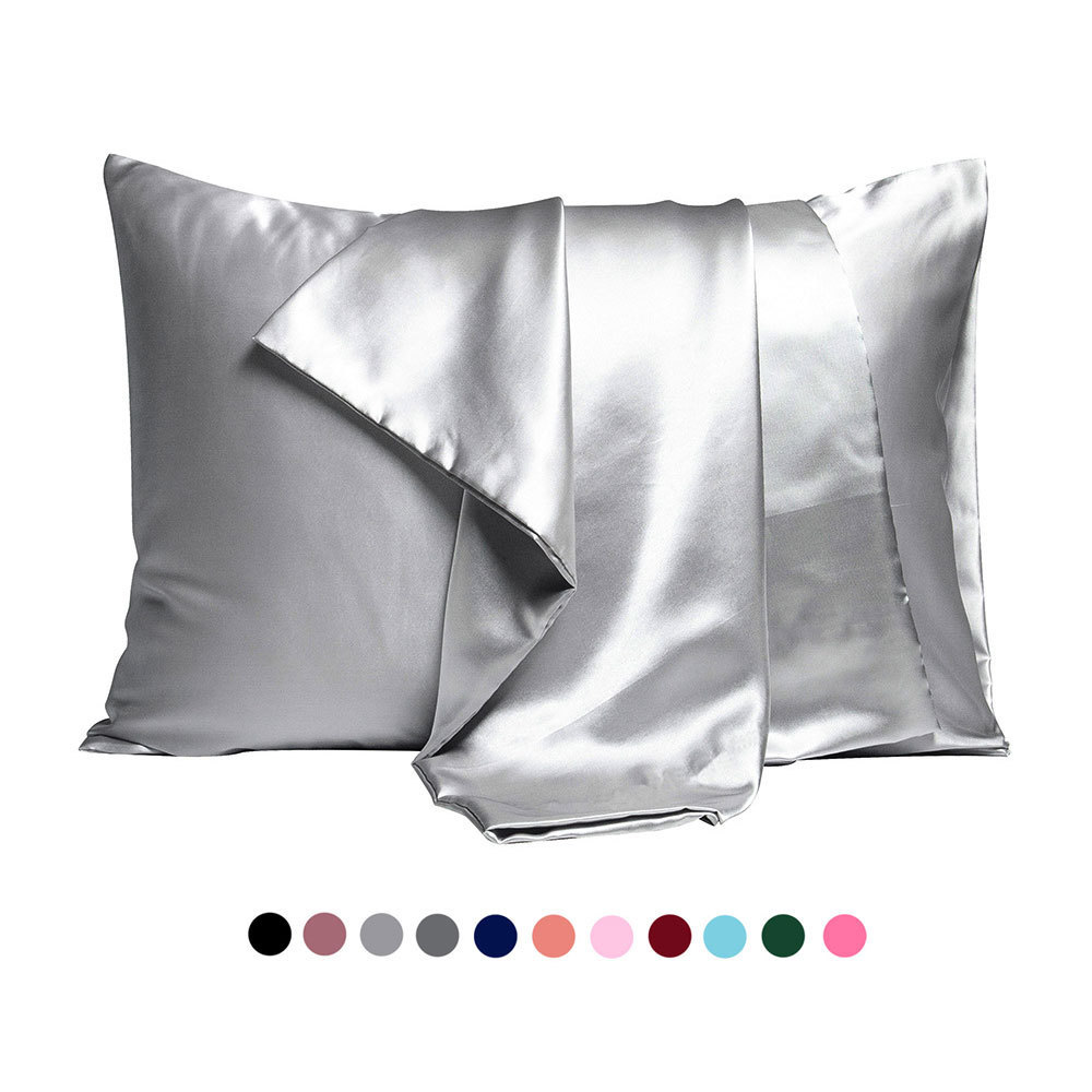 Wholesale Custom logo pillow cover Printed Polyester soft luxury Sleeping Emulation Mulberry Silk Satin Pillow Cases for bed