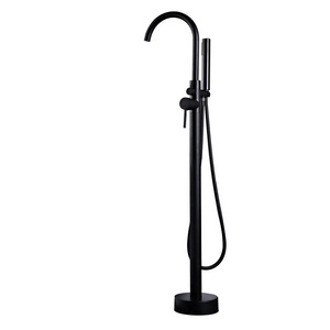 JDOOR Freestanding Filler Matte Black Standing High Flow Floor Mount Bathtub Faucet