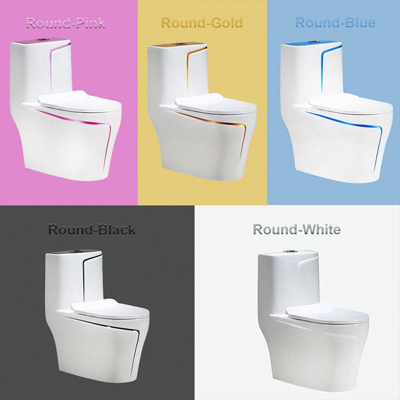 JDOOR Guangzhou Bathroom Creamic European Style Sanitary Ware White Black Gold One Piece Toilet WC