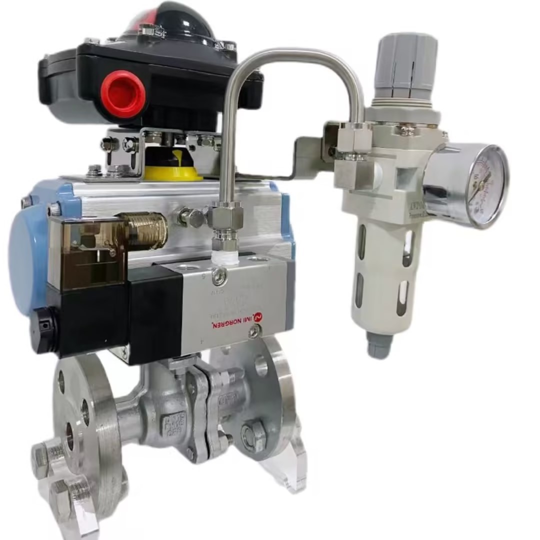 Pneumatic flange ball valve  Including accessories