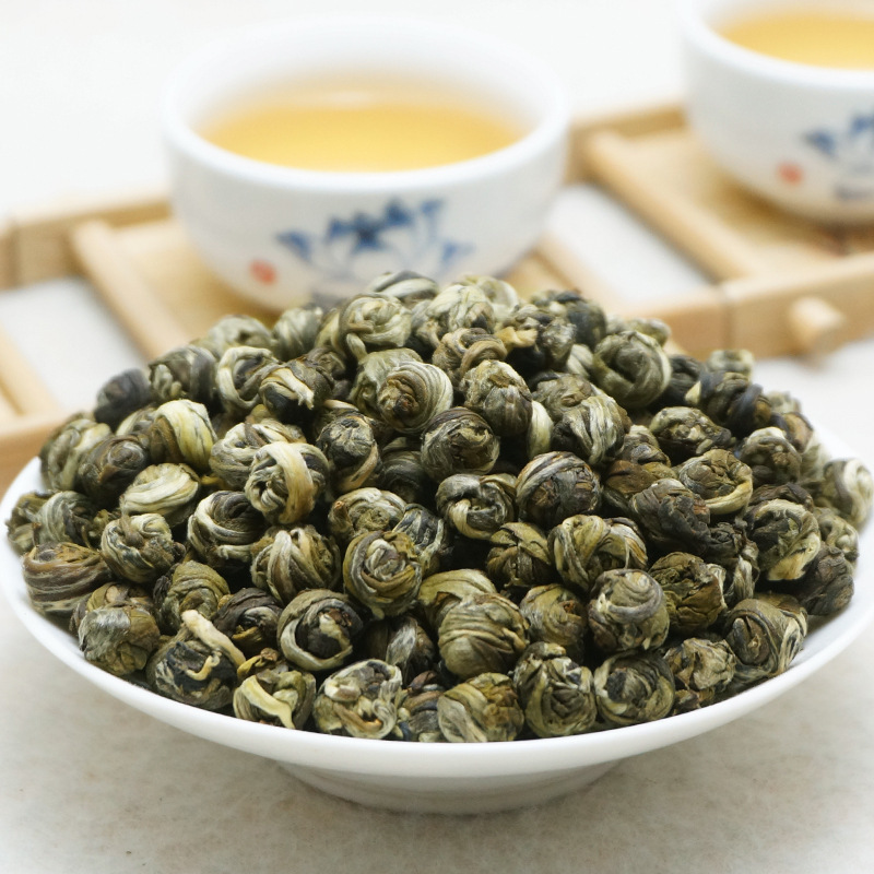 Moli Longzhu Cha Jasmine Dragon Pearls Green Tea Strongly Fragrant Slimming Leaf Tea Raw Processing Boxed Bulk Packed